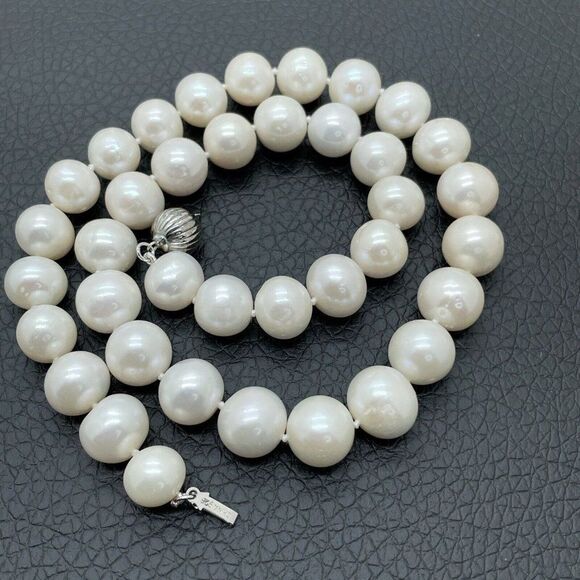 Imperial Pearls Necklace White 9.5 - 11.5mm Cultured Freshwater Sterling Silver - Picture 7 of 9